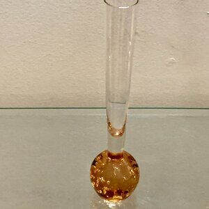 Vintage Blown Glass Bud Vase Controlled Bubble Base Gold Yellow